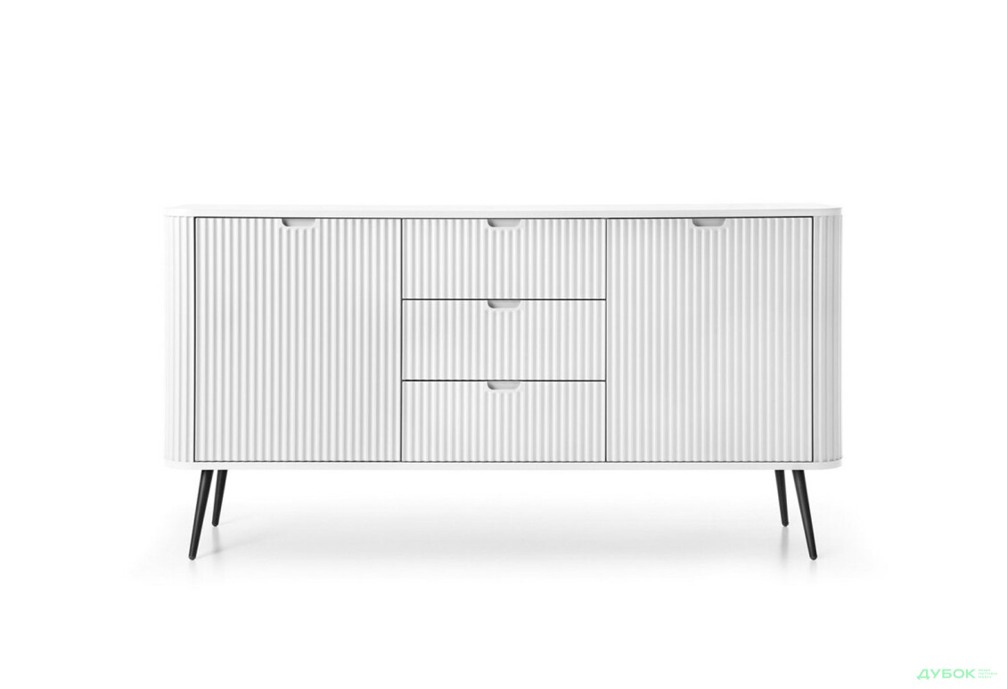 Комод Perfect Home Зова / Zova 2-дверний з 3 шухлядами 168 см, білий, чорні ніжки - Зображення 2 Зображення 2 - Комод Perfect Home Зова / Zova 2-дверний з 3 шухлядами 168 см, білий, чорні ніжки