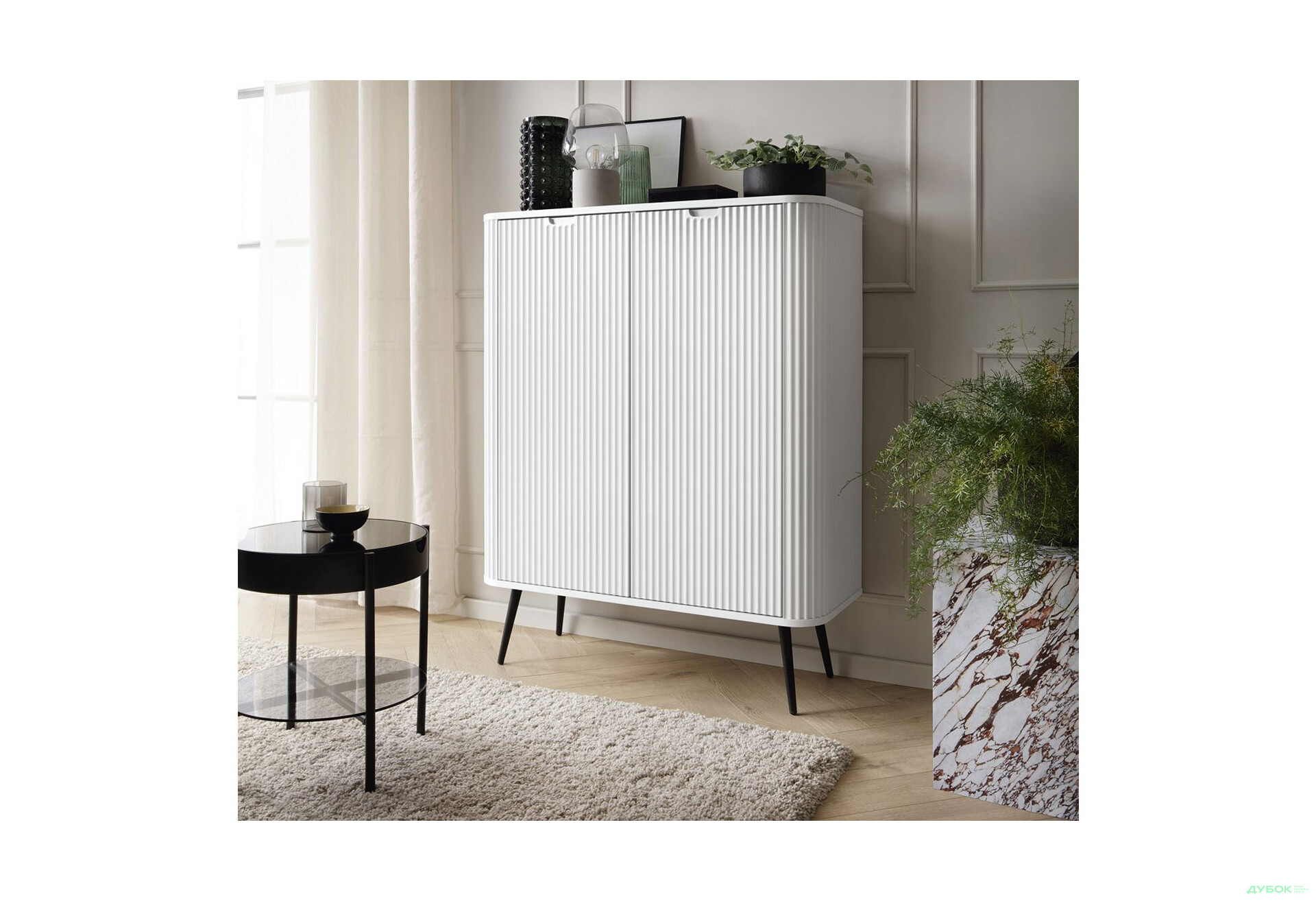 Комод Perfect Home Зова / Zova 2-дверний 103 см, білий, чорні ніжки - Зображення 4 Зображення 4 - Комод Perfect Home Зова / Zova 2-дверний 103 см, білий, чорні ніжки