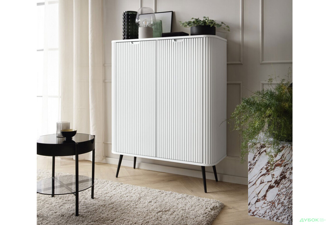 Комод Perfect Home Зова / Zova 2-дверний 103 см, білий, чорні ніжки - Зображення 4 Зображення 4 - Комод Perfect Home Зова / Zova 2-дверний 103 см, білий, чорні ніжки