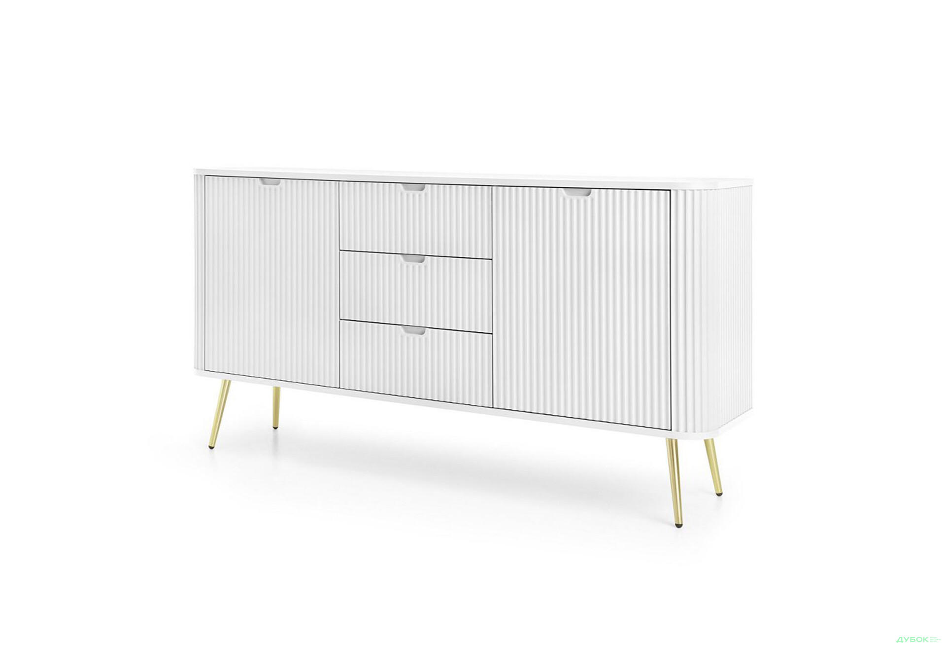 Комод Perfect Home Зова / Zova 2-дверний з 3 шухлядами 168 см, білий, золоті ніжки - Зображення 1 Зображення 1 - Комод Perfect Home Зова / Zova 2-дверний з 3 шухлядами 168 см, білий, золоті ніжки