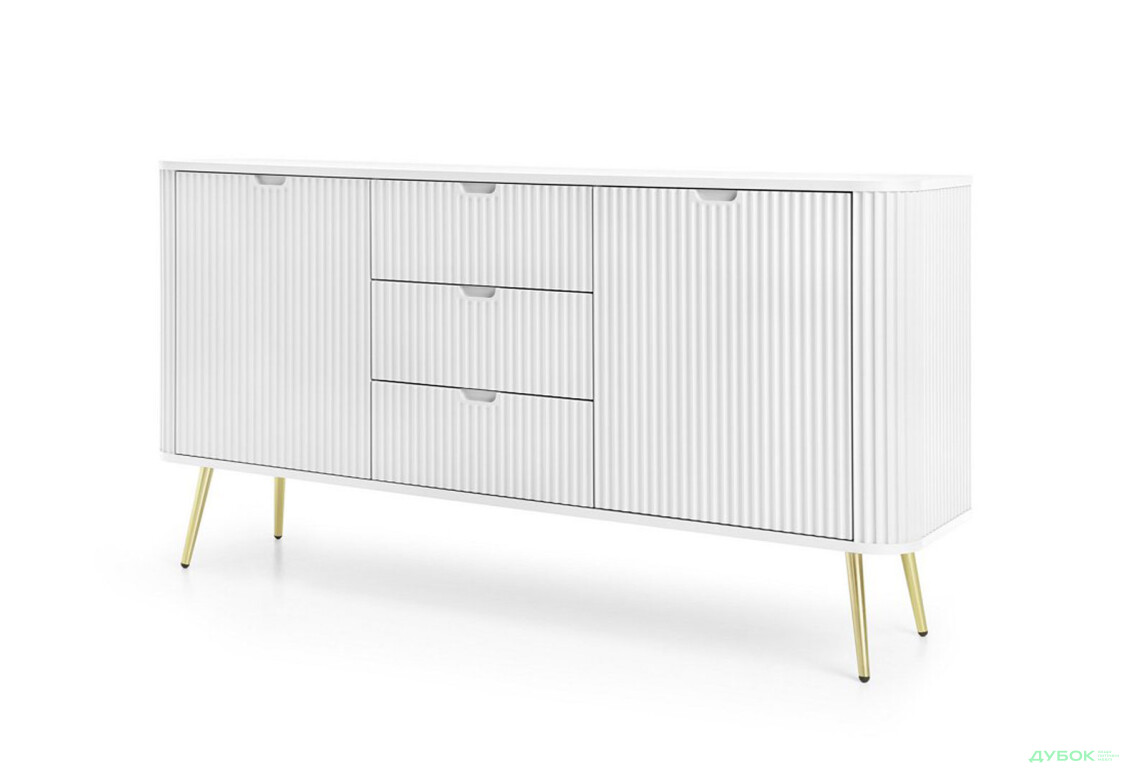 Комод Perfect Home Зова / Zova 2-дверний з 3 шухлядами 168 см, білий, золоті ніжки - Зображення 1 Зображення 1 - Комод Perfect Home Зова / Zova 2-дверний з 3 шухлядами 168 см, білий, золоті ніжки