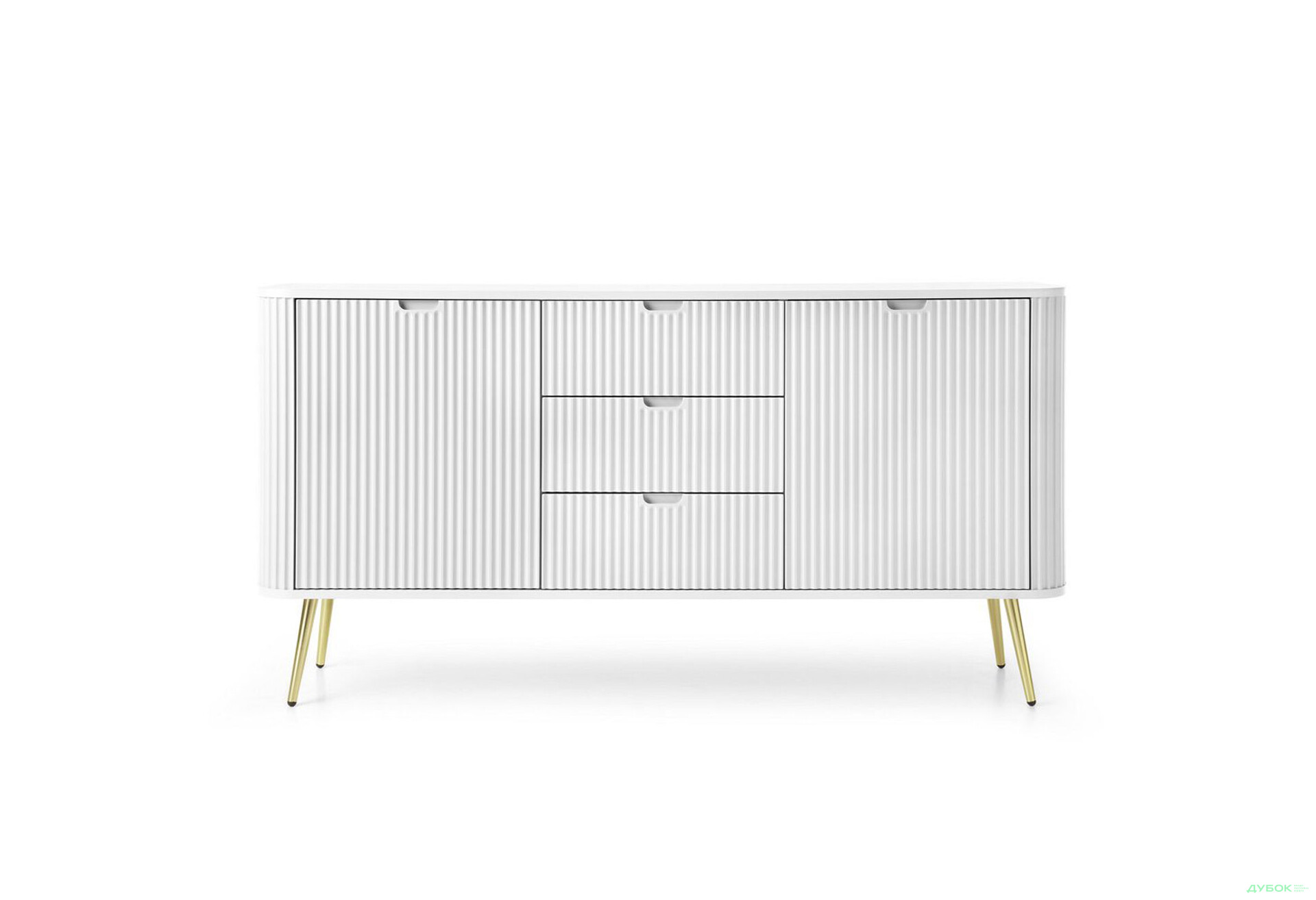 Комод Perfect Home Зова / Zova 2-дверний з 3 шухлядами 168 см, білий, золоті ніжки - Зображення 2 Зображення 2 - Комод Perfect Home Зова / Zova 2-дверний з 3 шухлядами 168 см, білий, золоті ніжки
