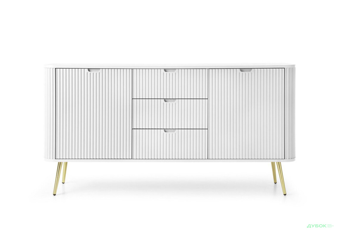 Комод Perfect Home Зова / Zova 2-дверний з 3 шухлядами 168 см, білий, золоті ніжки - Зображення 2 Зображення 2 - Комод Perfect Home Зова / Zova 2-дверний з 3 шухлядами 168 см, білий, золоті ніжки
