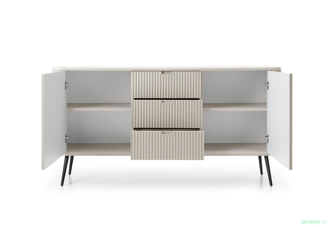 Комод Perfect Home Зова / Zova 2-дверний з 3 шухлядами 168 см, кашемір, чорні ніжки - Зображення 3 Зображення 3 - Комод Perfect Home Зова / Zova 2-дверний з 3 шухлядами 168 см, кашемір, чорні ніжки