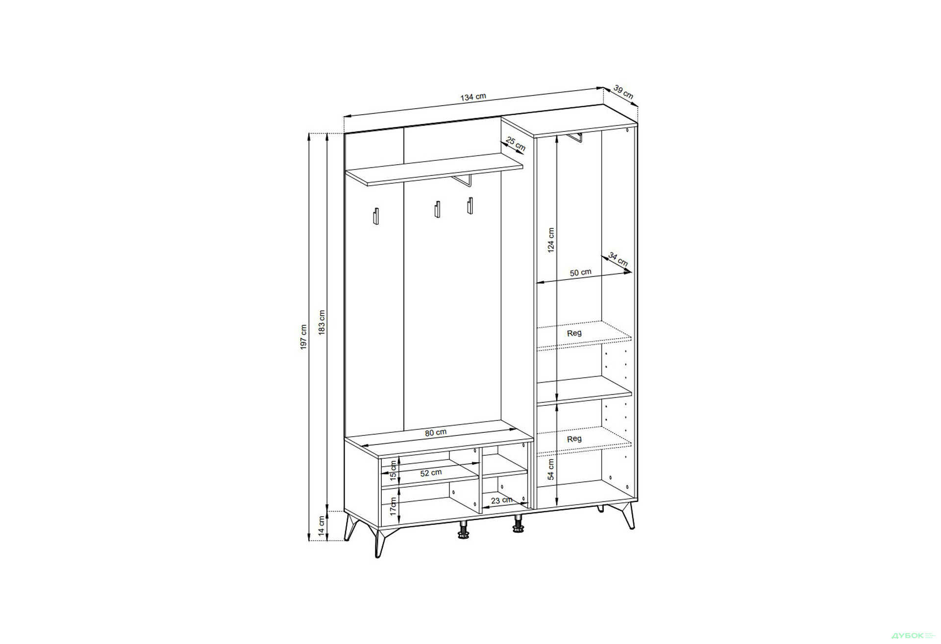 Передпокій Perfect Home Діамонд / Diamond Чорний / дуб евок - Зображення 4 Зображення 4 - Передпокій Perfect Home Діамонд / Diamond Чорний / дуб евок