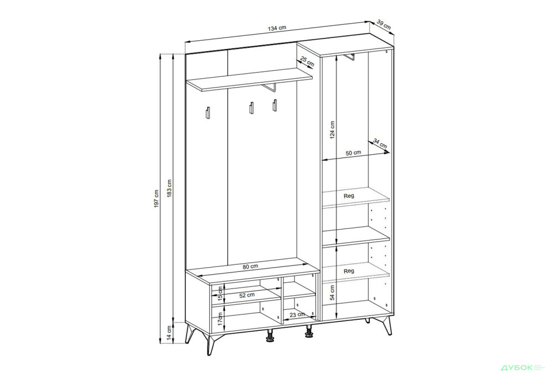 Передпокій Perfect Home Діамонд / Diamond Чорний / дуб евок - Зображення 4 Зображення 4 - Передпокій Perfect Home Діамонд / Diamond Чорний / дуб евок