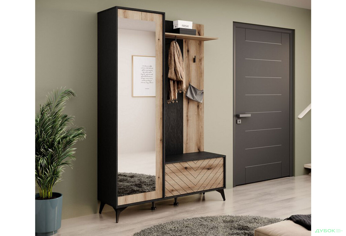 Передпокій Perfect Home Діамонд / Diamond Чорний / дуб евок - Зображення 2 Зображення 2 - Передпокій Perfect Home Діамонд / Diamond Чорний / дуб евок