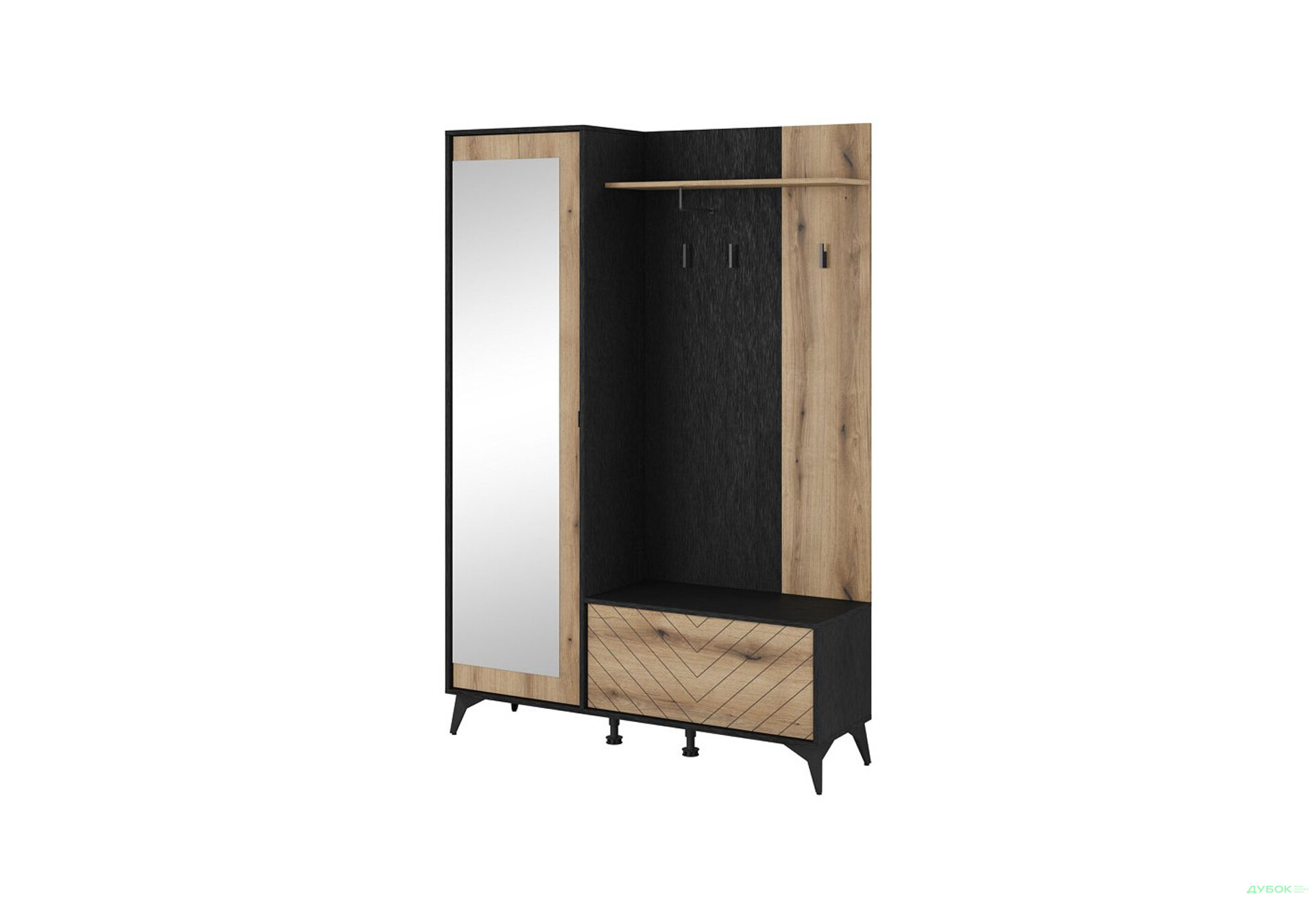 Передпокій Perfect Home Діамонд / Diamond Чорний / дуб евок - Зображення 1 Зображення 1 - Передпокій Perfect Home Діамонд / Diamond Чорний / дуб евок