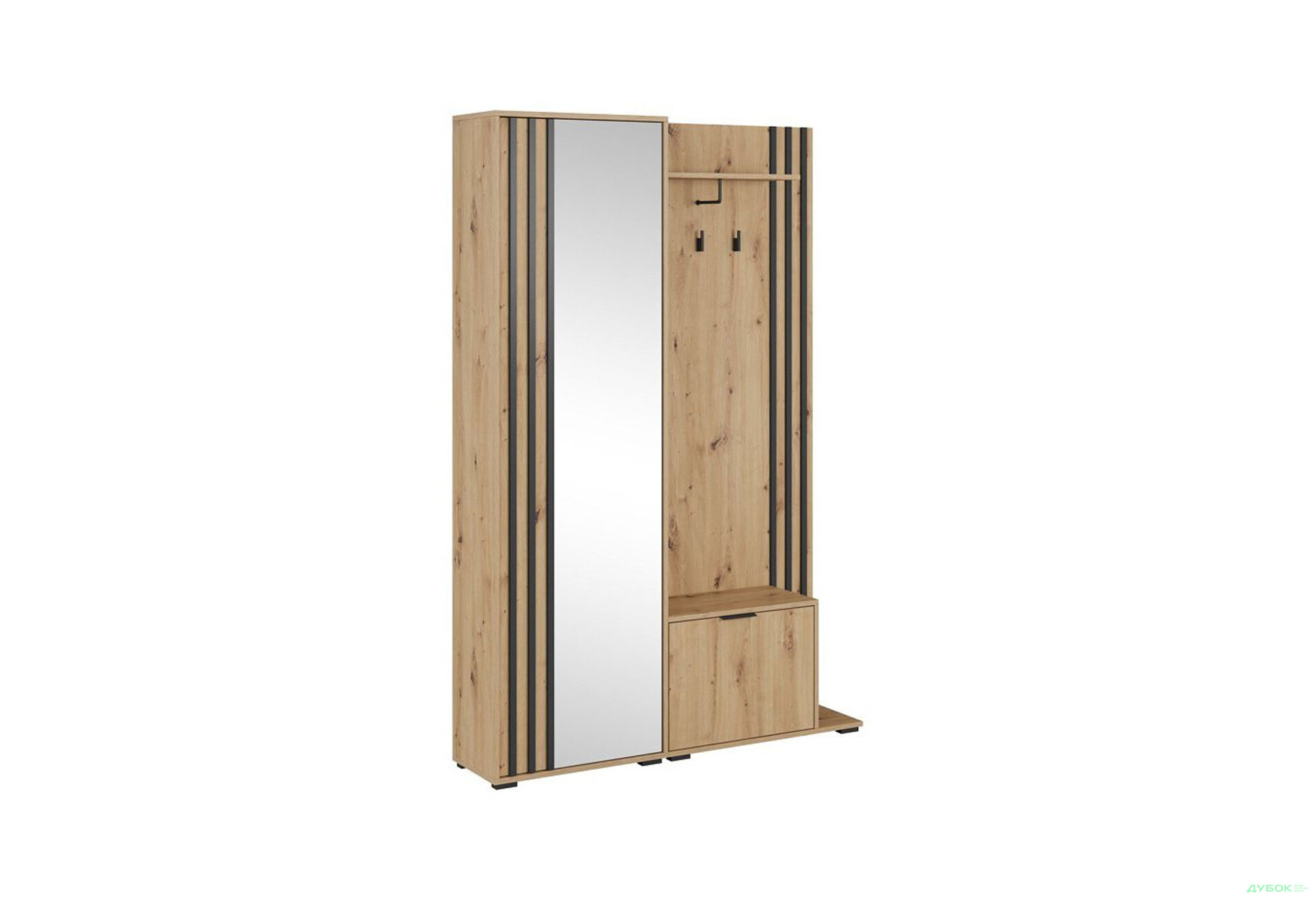 Передпокій Perfect Home Неллі / Nelly Дуб артизан / чорний - Зображення 4 Зображення 4 - Передпокій Perfect Home Неллі / Nelly Дуб артизан / чорний