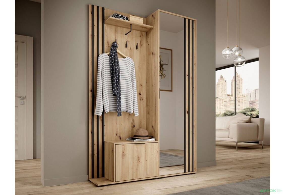 Передпокій Perfect Home Неллі / Nelly Дуб артизан / чорний - Зображення 3 Зображення 3 - Передпокій Perfect Home Неллі / Nelly Дуб артизан / чорний