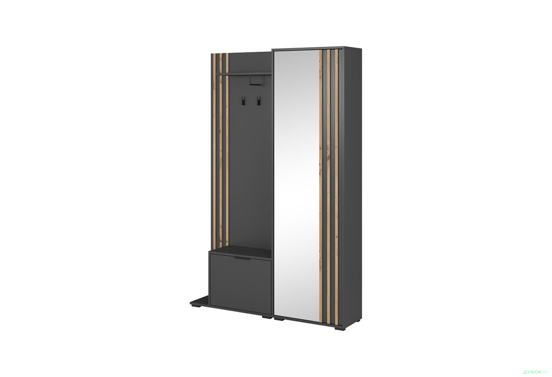 Передпокій Perfect Home Неллі / Nelly Графіт / дуб артизан - Зображення 1 Зображення 1 - Передпокій Perfect Home Неллі / Nelly Графіт / дуб артизан