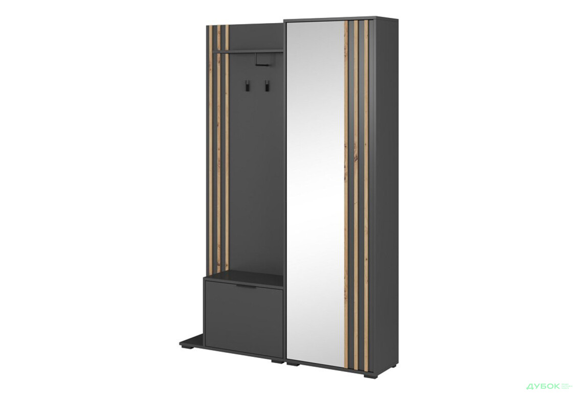 Передпокій Perfect Home Неллі / Nelly Графіт / дуб артизан - Зображення 1 Зображення 1 - Передпокій Perfect Home Неллі / Nelly Графіт / дуб артизан