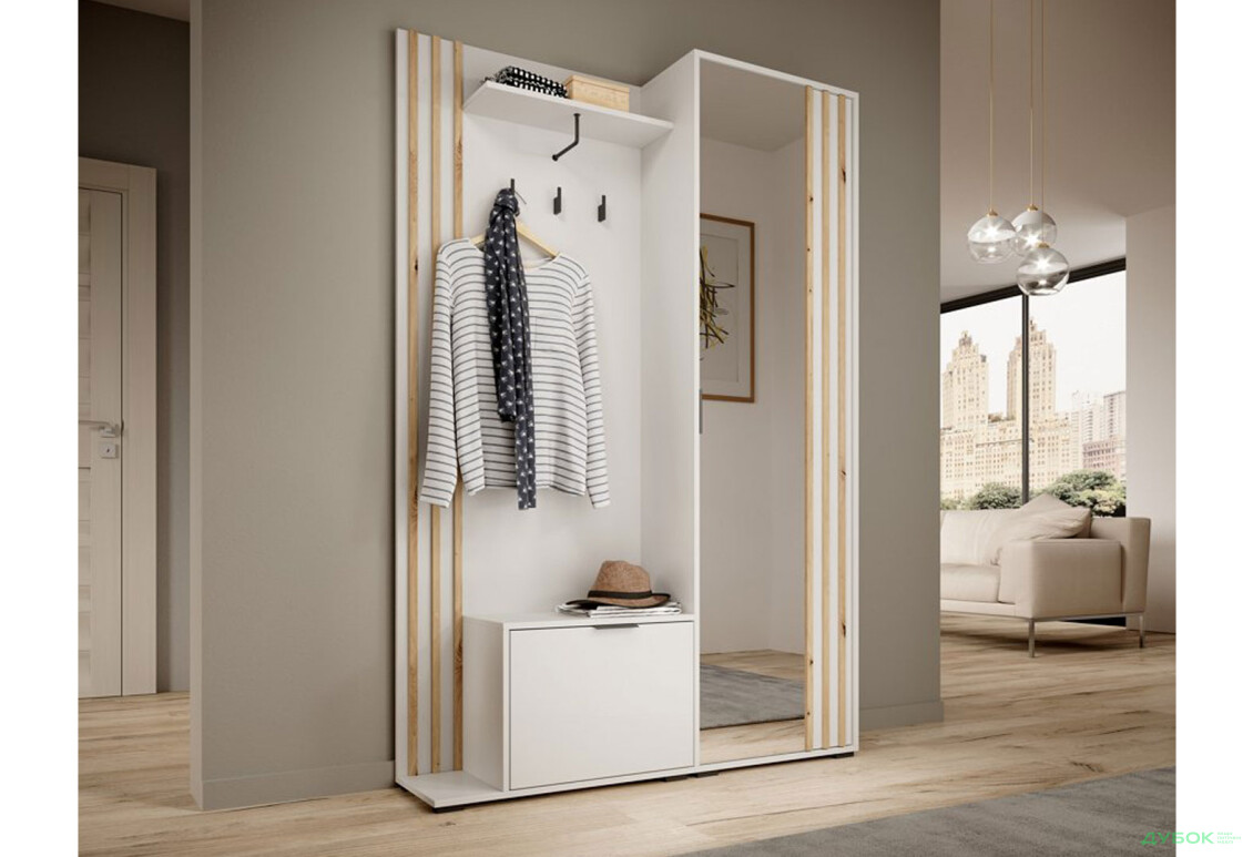 Передпокій Perfect Home Неллі / Nelly Білий / дуб артизан - Зображення 2 Зображення 2 - Передпокій Perfect Home Неллі / Nelly Білий / дуб артизан