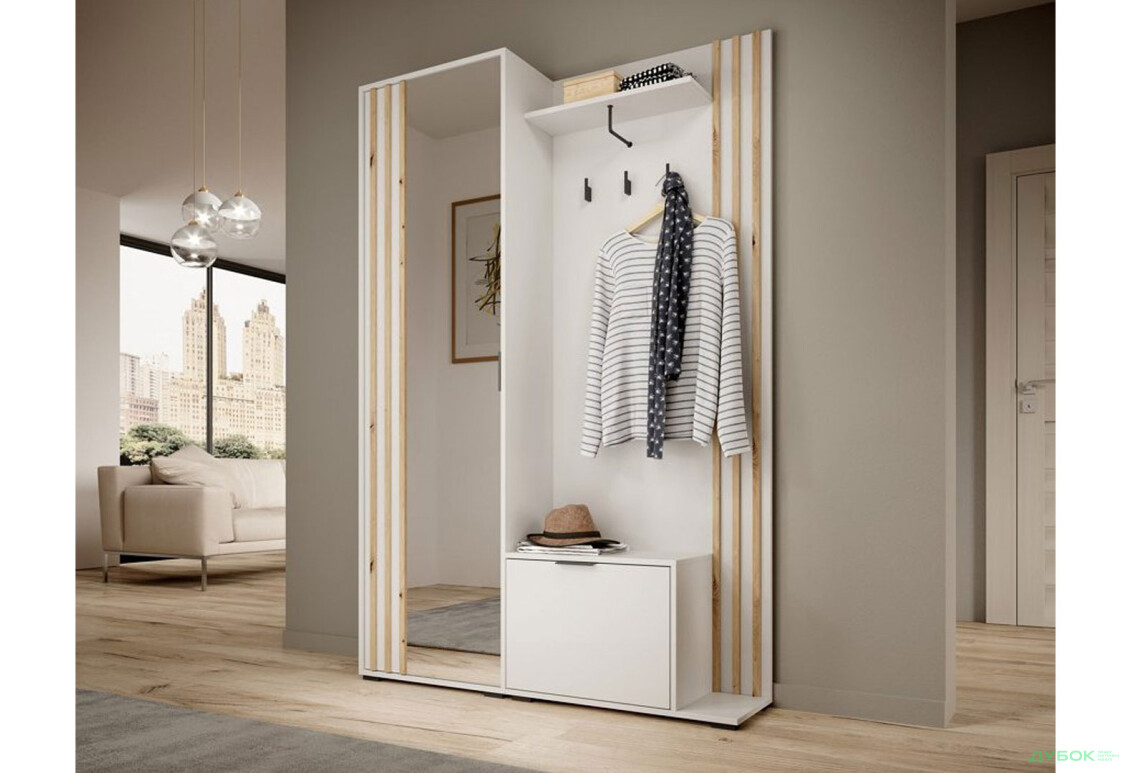 Передпокій Perfect Home Неллі / Nelly Білий / дуб артизан - Зображення 3 Зображення 3 - Передпокій Perfect Home Неллі / Nelly Білий / дуб артизан