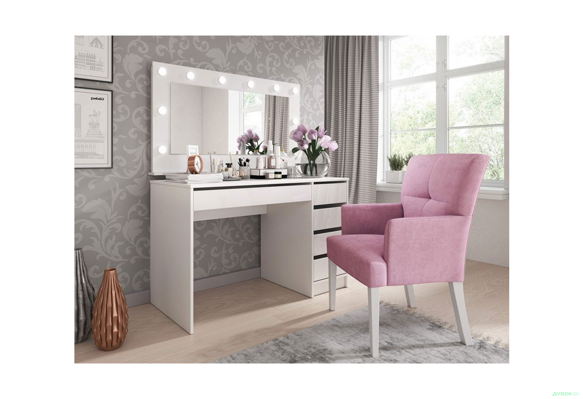 Изображение 4 - Стол письменный Perfect Home Ада / Ada 120х55 см с 5 ящиками, белый глянец