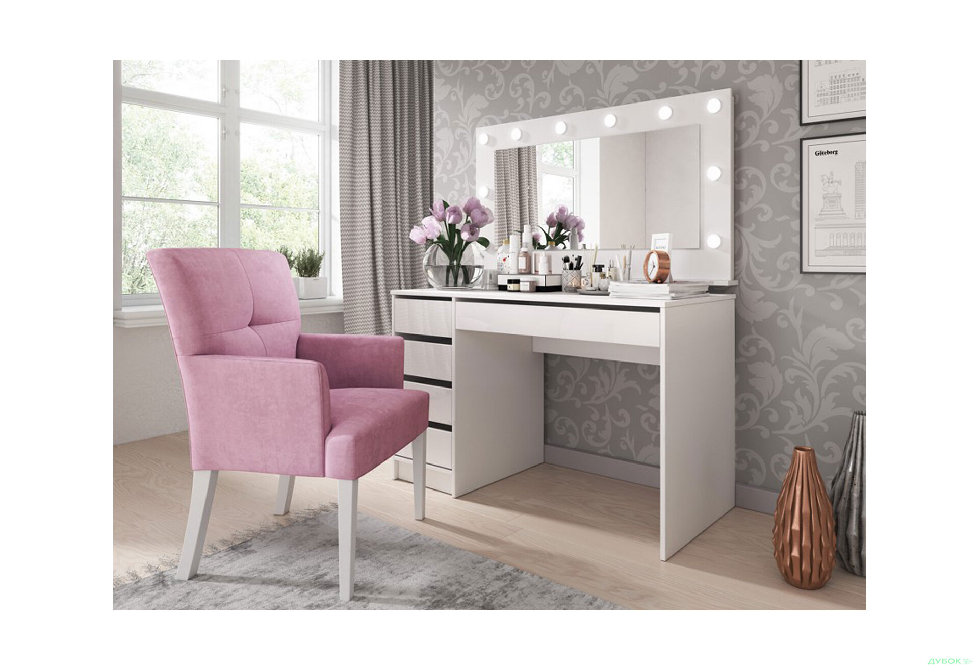 Изображение 5 - Стол письменный Perfect Home Ада / Ada 120х55 см с 5 ящиками, белый глянец