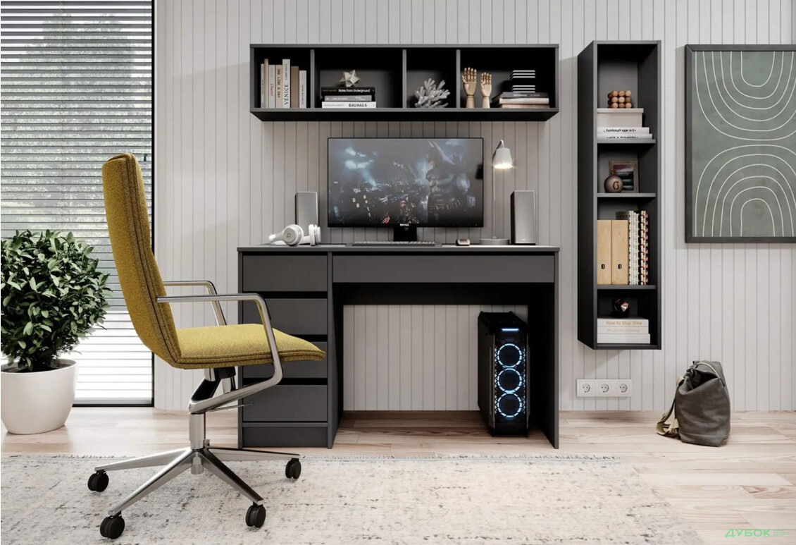 Стіл письмовий Perfect Home Ада / Ada 120х55 см з 5 шухлядами, антрацит - Зображення 3 Зображення 3 - Стіл письмовий Perfect Home Ада / Ada 120х55 см з 5 шухлядами, антрацит