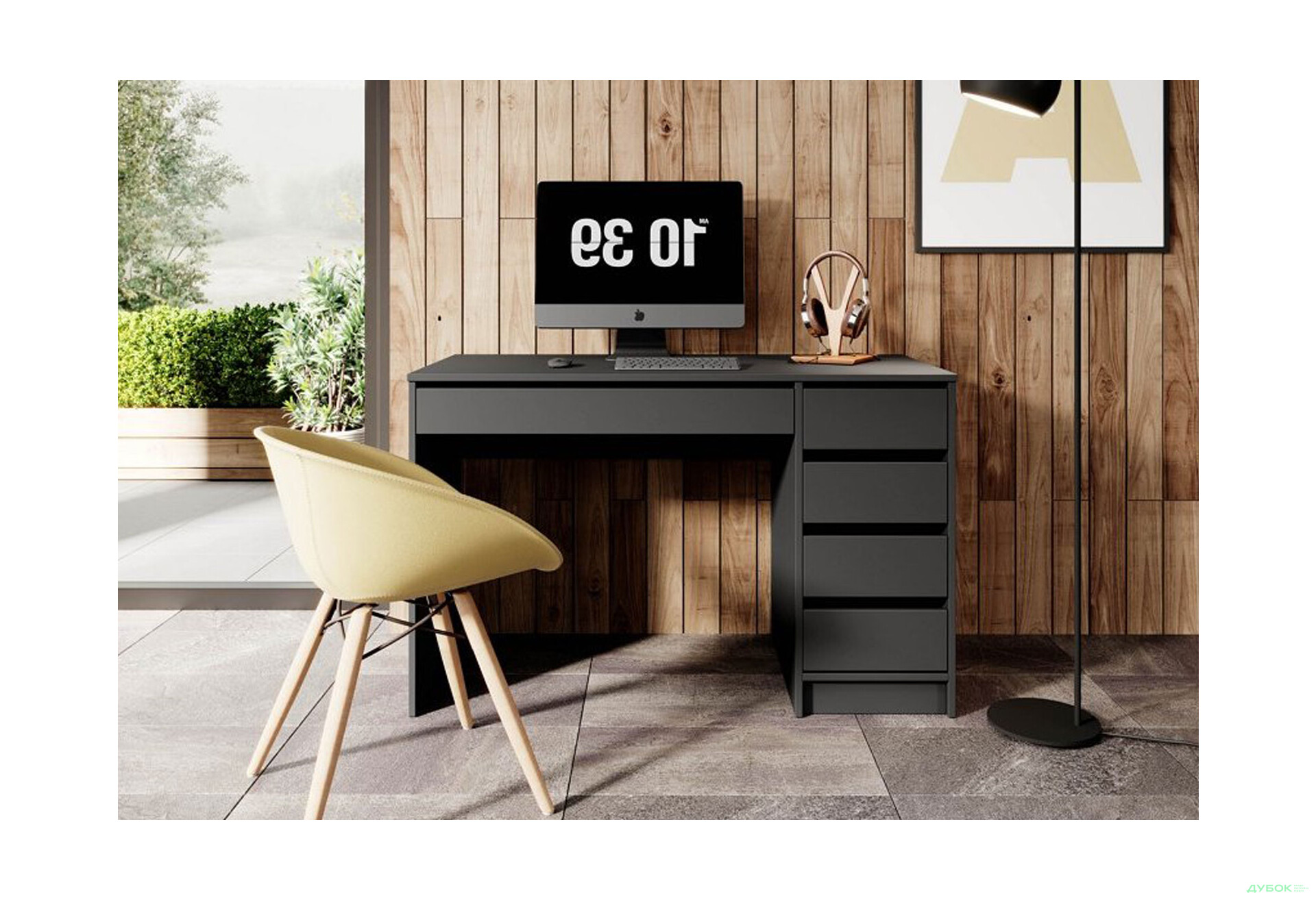 Стіл письмовий Perfect Home Ада / Ada 120х55 см з 5 шухлядами, антрацит - Зображення 5 Зображення 5 - Стіл письмовий Perfect Home Ада / Ada 120х55 см з 5 шухлядами, антрацит