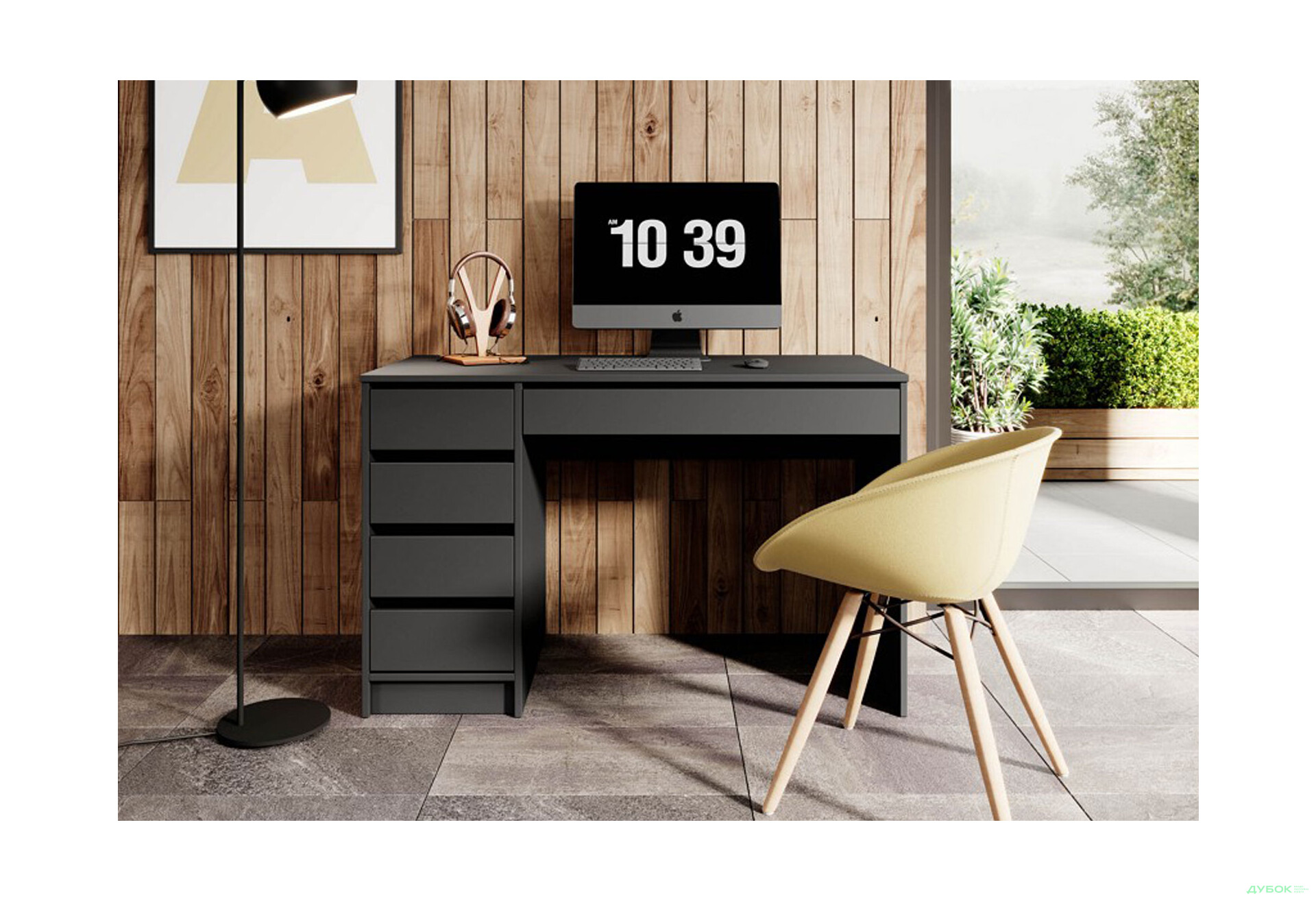 Зображення 6 - Стіл письмовий Perfect Home Ада / Ada 120х55 см з 5 шухлядами, антрацит