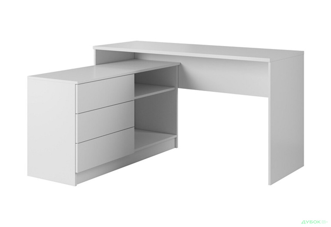 Стіл письмовий Perfect Home Тео / Teo 138х110 см з тумбою, білий