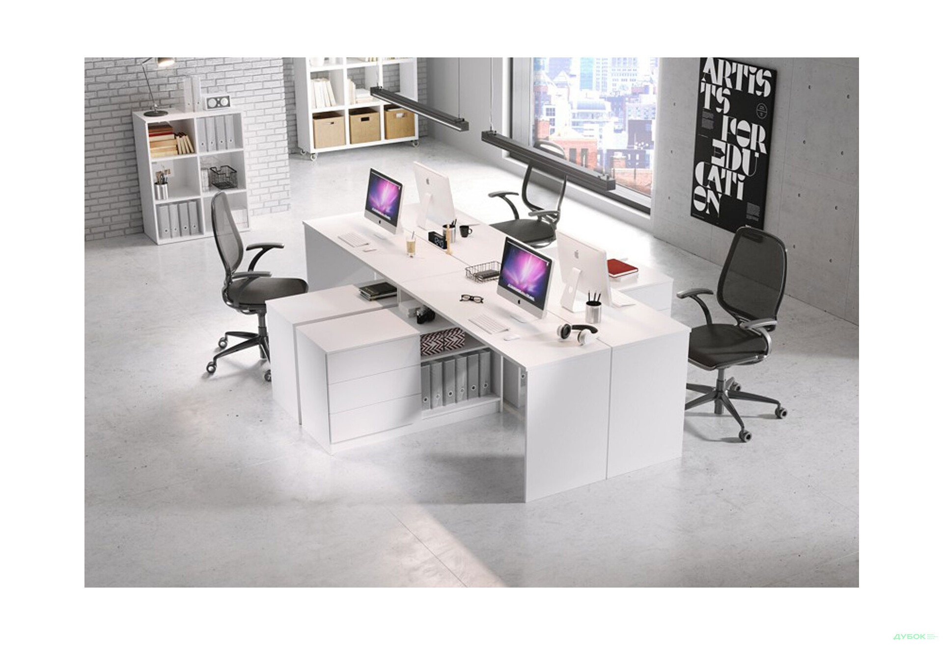 Зображення 3 - Стіл письмовий Perfect Home Тео / Teo 138х110 см з тумбою, білий