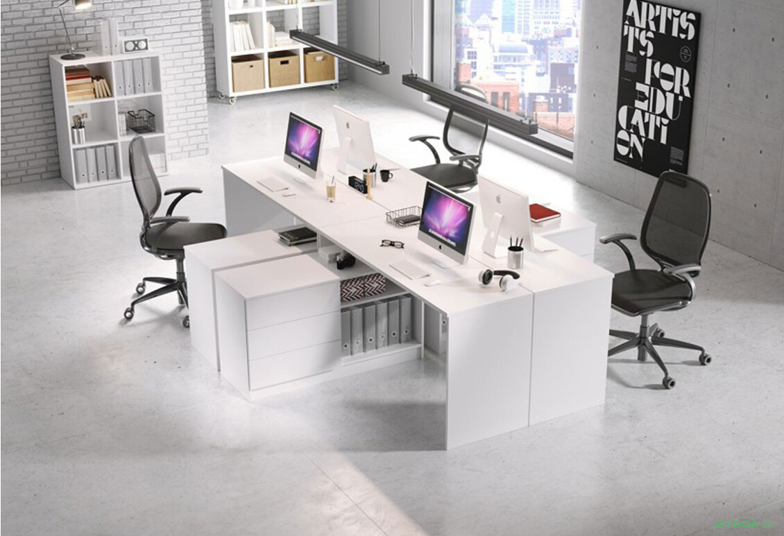 Зображення 3 - Стіл письмовий Perfect Home Тео / Teo 138х110 см з тумбою, білий