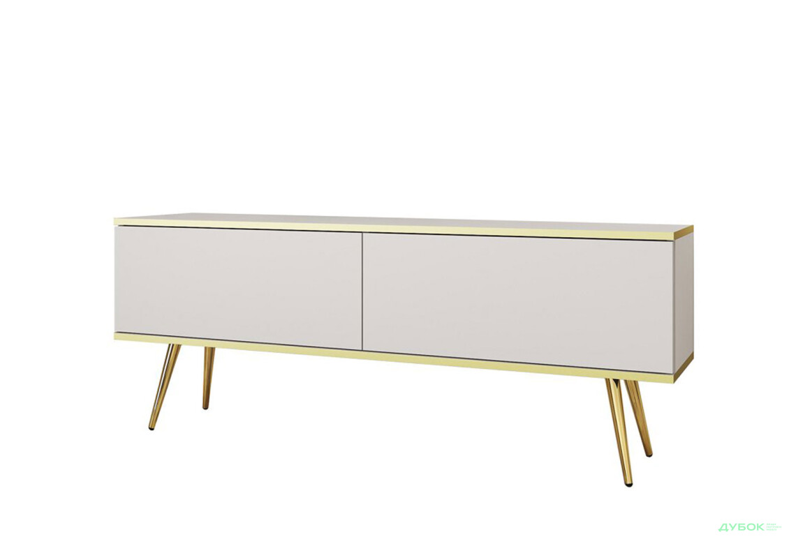 Тумба під ТВ Perfect Home Оро / Oro з 2 дверками 135 см, білий, золоті ніжки - Зображення 1 Зображення 1 - Тумба під ТВ Perfect Home Оро / Oro з 2 дверками 135 см, білий, золоті ніжки