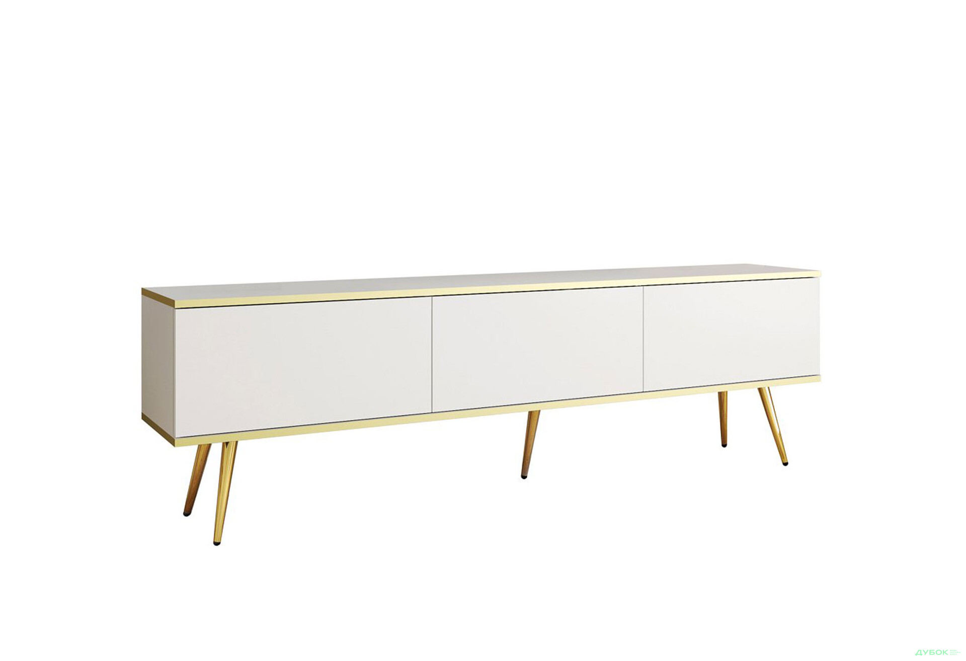 Зображення 3 - Тумба під ТВ Perfect Home Оро / Oro з 3 дверками 175 см, білий, золоті ніжки