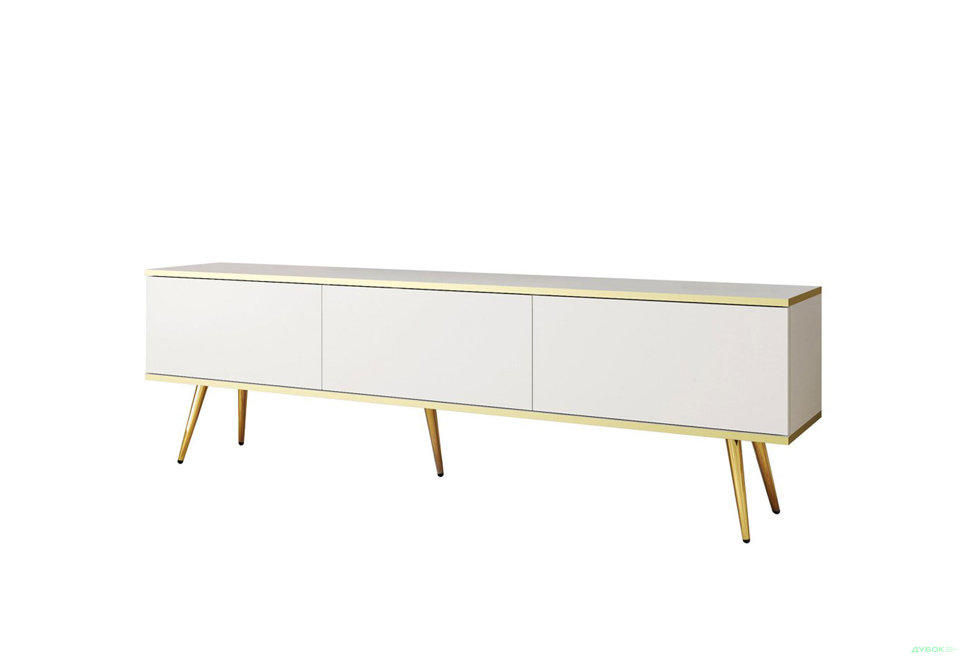 Зображення 1 - Тумба під ТВ Perfect Home Оро / Oro з 3 дверками 175 см, білий, золоті ніжки