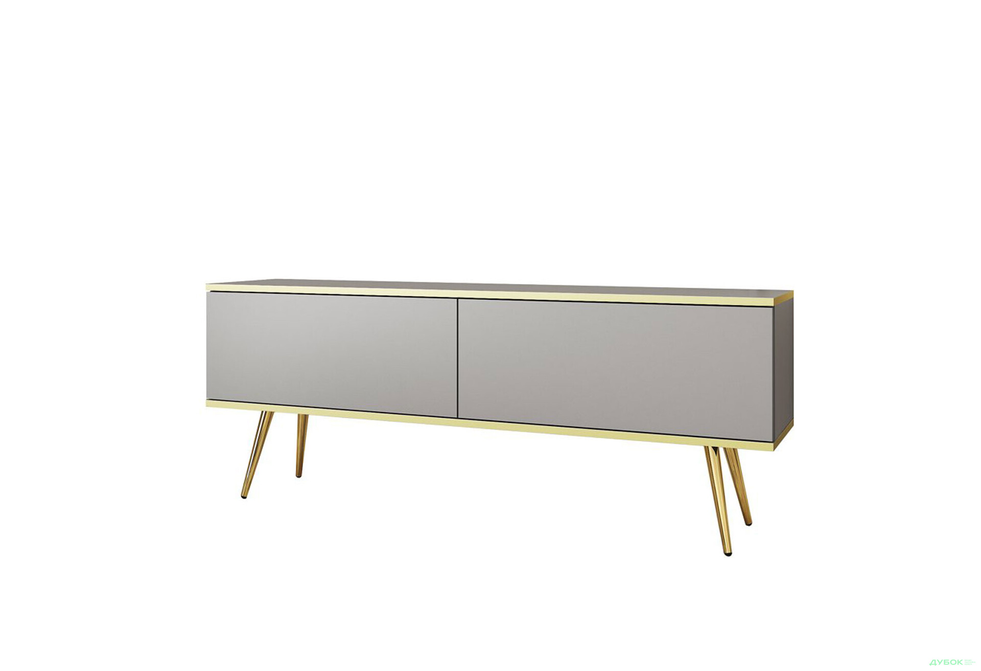 Изображение 1 - Тумба под ТВ Perfect Home Оро / Oro с 2 дверками 135 см, серый, золотые ножки