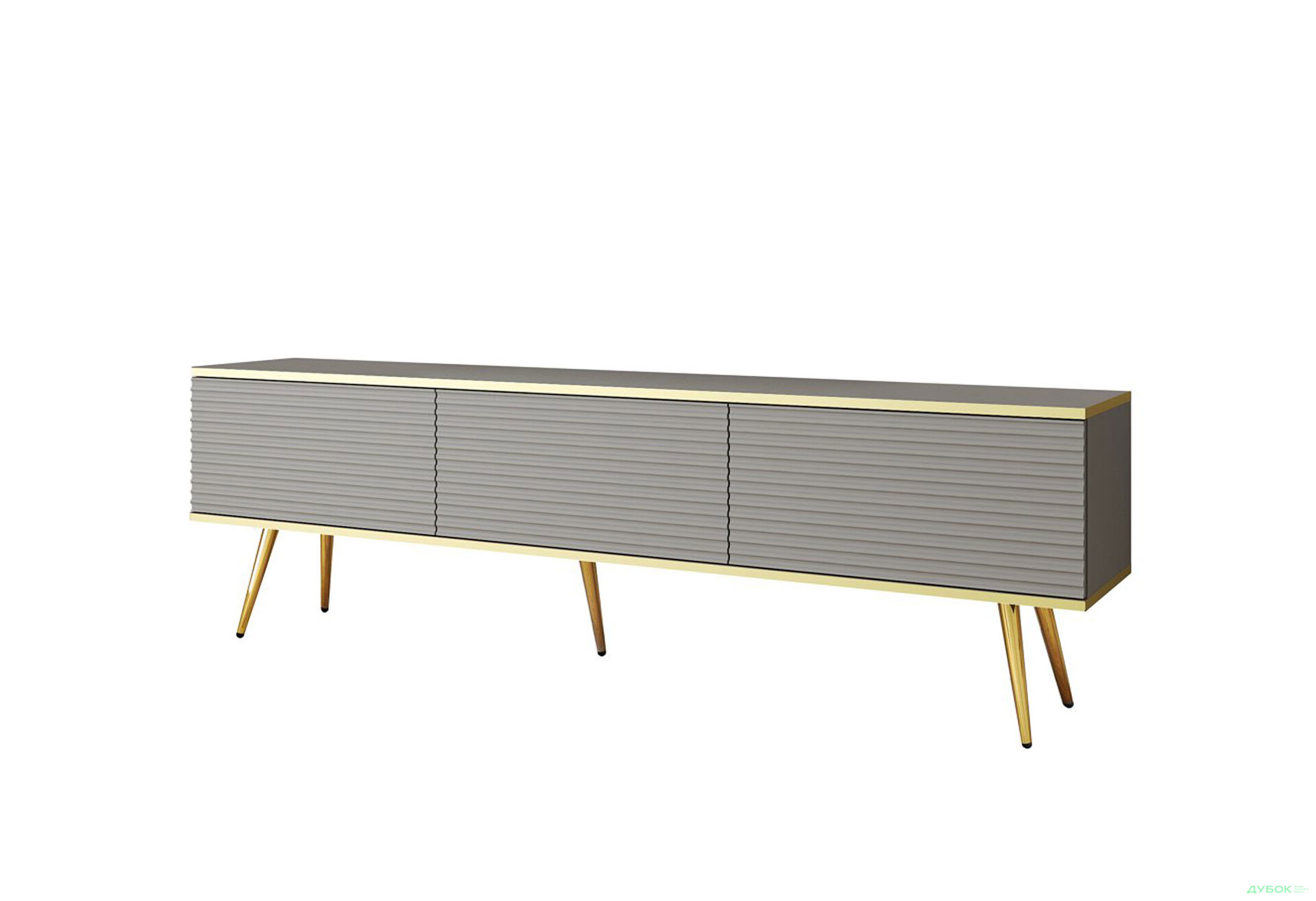 Изображение 1 - Тумба под ТВ Perfect Home Оро / Oro MDF с 3 дверками 175 см, серый, золотые ножки