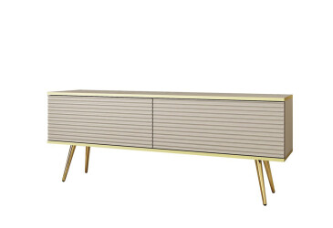 Тумба под ТВ Perfect Home Оро / Oro MDF с 2 дверками 135 см, бежевый, золотые ножки
