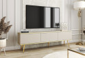 Зображення 2 - Тумба під ТВ Perfect Home Оро / Oro з 3 дверками 175 см, бежевий, золоті ніжки