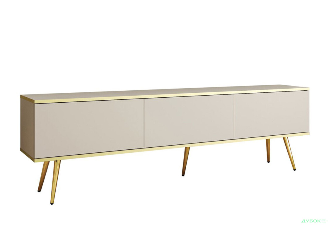 Тумба под ТВ Perfect Home Оро / Oro с 3 дверками 175 см, бежевый, золотые ножки - Изображение 3 Изображение 3 - Тумба под ТВ Perfect Home Оро / Oro с 3 дверками 175 см, бежевый, золотые ножки