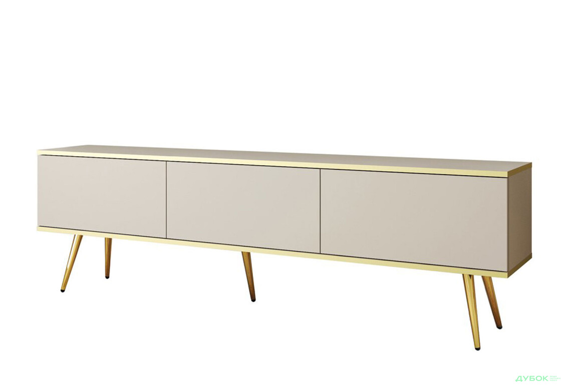 Тумба под ТВ Perfect Home Оро / Oro с 3 дверками 175 см, бежевый, золотые ножки - Изображение 1 Изображение 1 - Тумба под ТВ Perfect Home Оро / Oro с 3 дверками 175 см, бежевый, золотые ножки