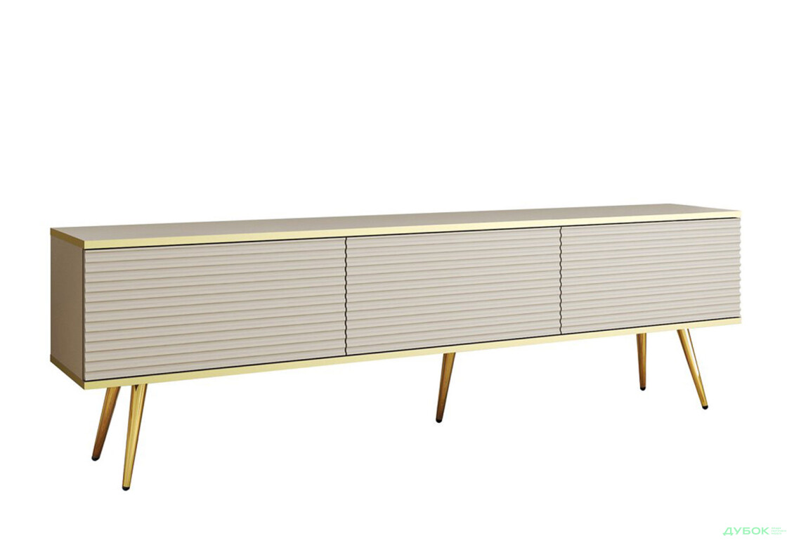 Тумба під ТВ Perfect Home Оро / Oro MDF з 3 дверками 175 см, бежевий, золоті ніжки - Зображення 3 Зображення 3 - Тумба під ТВ Perfect Home Оро / Oro MDF з 3 дверками 175 см, бежевий, золоті ніжки