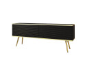 Тумба под ТВ Perfect Home Оро / Oro MDF с 2 дверками 135 см, черный, золотые ножки - Изображение 1 Изображение 1 - Тумба под ТВ Perfect Home Оро / Oro MDF с 2 дверками 135 см, черный, золотые ножки