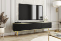 Тумба під ТВ Perfect Home Оро / Oro MDF з 3 дверками 175 см, чорний, золоті ніжки - Зображення 2 Зображення 2 - Тумба під ТВ Perfect Home Оро / Oro MDF з 3 дверками 175 см, чорний, золоті ніжки