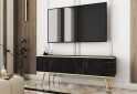Тумба под ТВ Perfect Home Оро / Oro с 2 дверками 135 см, черный мрамор, золотые ножки - Изображение 2 Изображение 2 - Тумба под ТВ Perfect Home Оро / Oro с 2 дверками 135 см, черный мрамор, золотые ножки