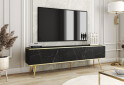 Тумба под ТВ Perfect Home Оро / Oro с 3 дверками 175 см, черный мрамор, золотые ножки - Изображение 2 Изображение 2 - Тумба под ТВ Perfect Home Оро / Oro с 3 дверками 175 см, черный мрамор, золотые ножки