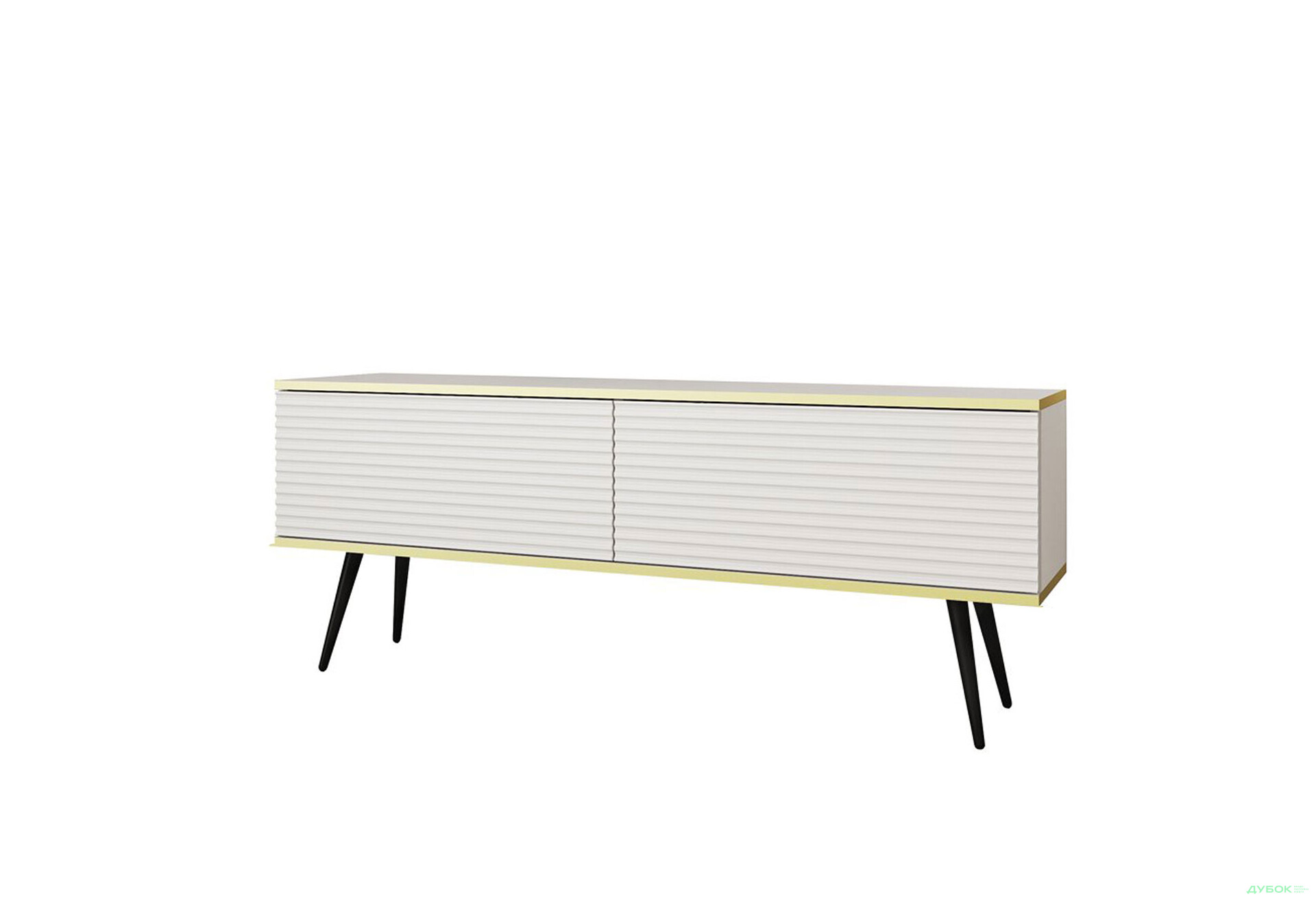 Изображение 1 - Тумба под ТВ Perfect Home Оро / Oro MDF с 2 дверками 135 см, белый, черные ножки
