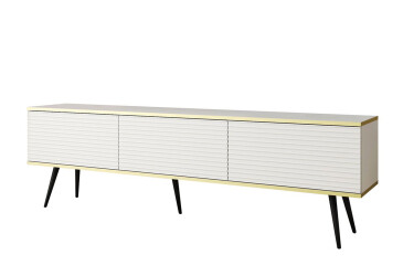 Тумба під ТВ Perfect Home Оро / Oro MDF з 3 дверками 175 см, білий, чорні ніжки