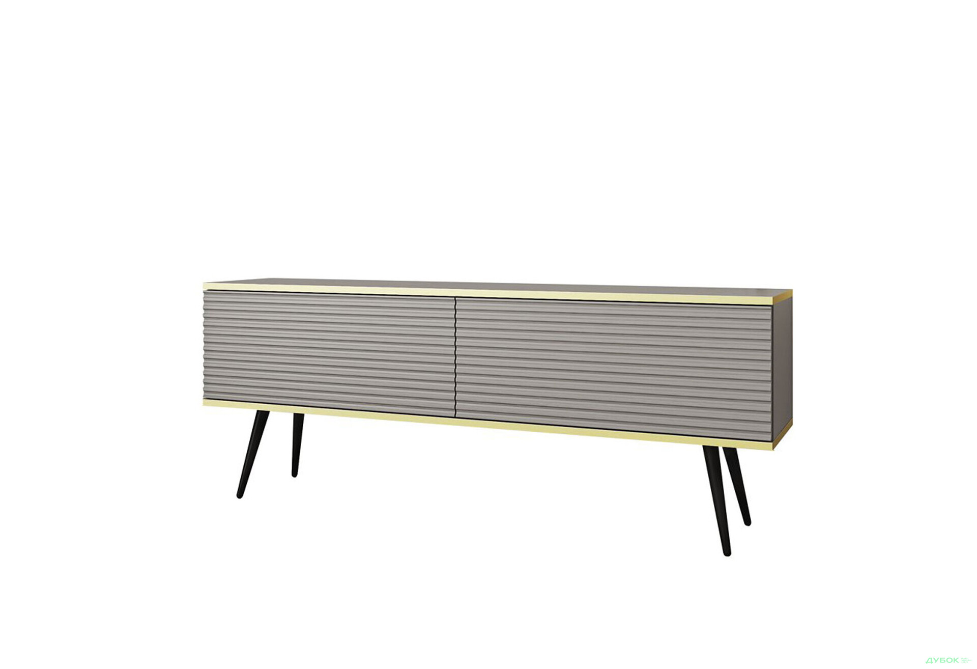 Изображение 1 - Тумба под ТВ Perfect Home Оро / Oro MDF с 2 дверками 135 см, серый, черные ножки