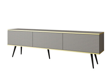 Тумба під ТВ Perfect Home Оро / Oro MDF з 3 дверками 175 см, сірий, чорні ніжки