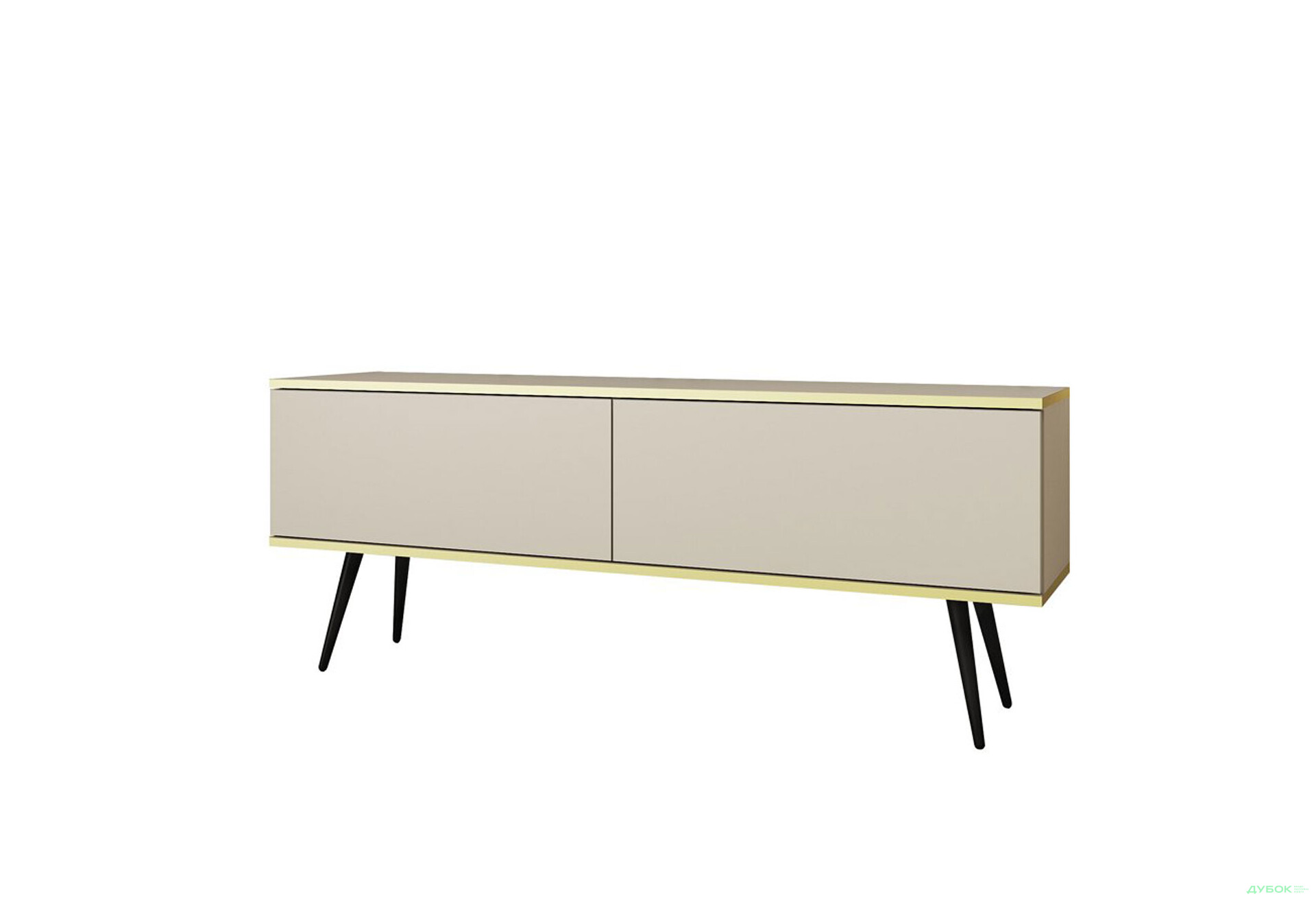 Тумба під ТВ Perfect Home Оро / Oro з 2 дверками 135 см, бежевий, чорні ніжки - Зображення 1 Зображення 1 - Тумба під ТВ Perfect Home Оро / Oro з 2 дверками 135 см, бежевий, чорні ніжки