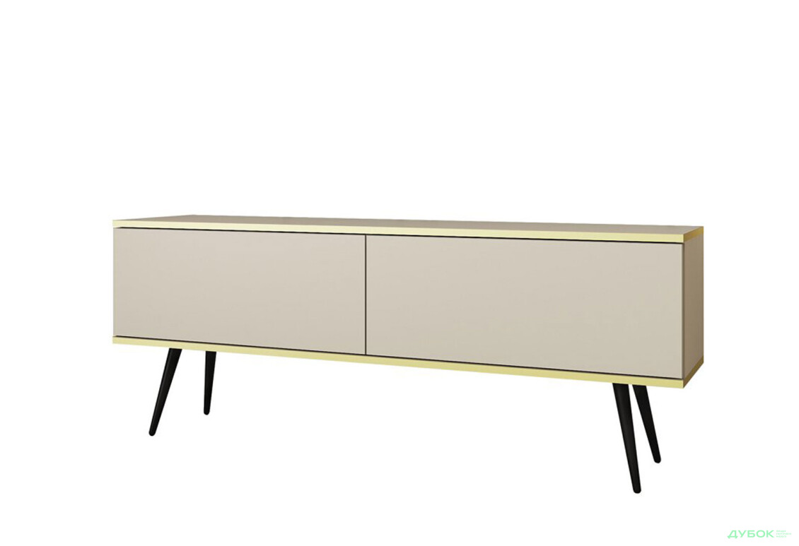 Тумба під ТВ Perfect Home Оро / Oro з 2 дверками 135 см, бежевий, чорні ніжки - Зображення 1 Зображення 1 - Тумба під ТВ Perfect Home Оро / Oro з 2 дверками 135 см, бежевий, чорні ніжки