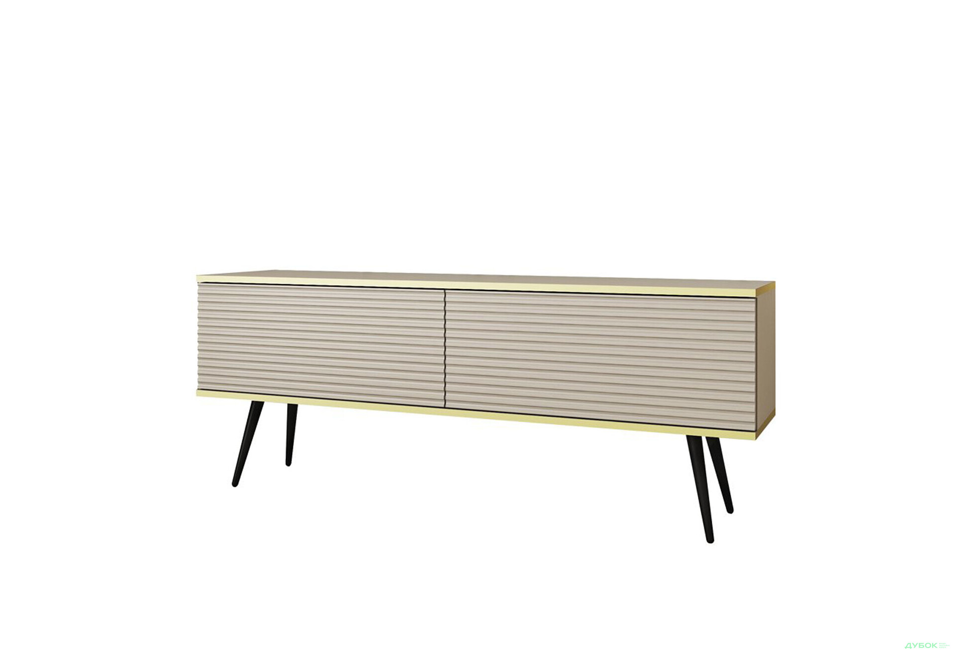 Тумба под ТВ Perfect Home Оро / Oro MDF с 2 дверками 135 см, бежевый, черные ножки - Изображение 1 Изображение 1 - Тумба под ТВ Perfect Home Оро / Oro MDF с 2 дверками 135 см, бежевый, черные ножки