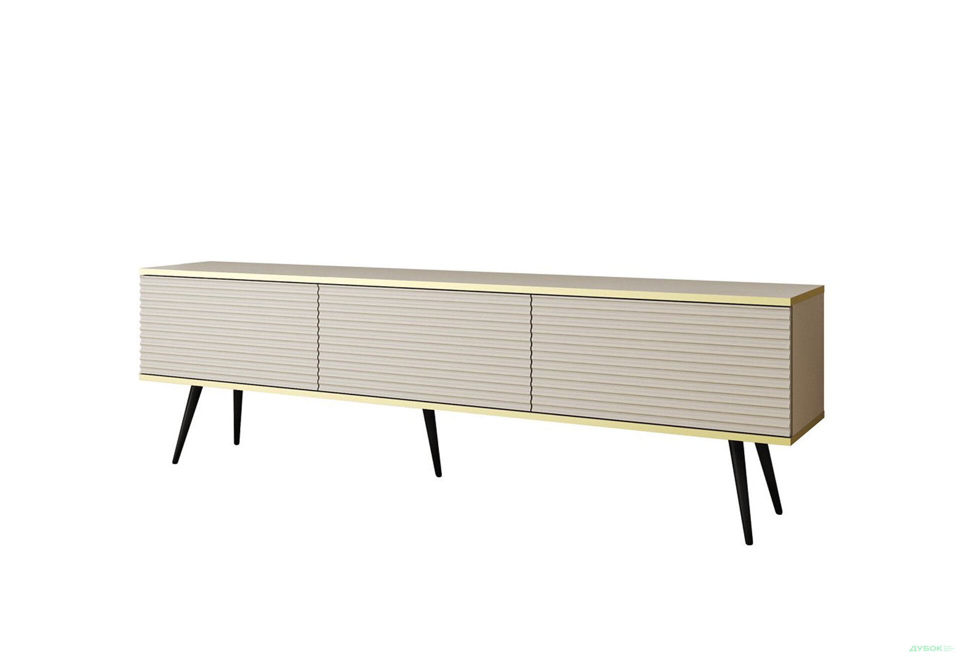 Изображение 1 - Тумба под ТВ Perfect Home Оро / Oro MDF с 3 дверками 175 см, бежевый, черные ножки