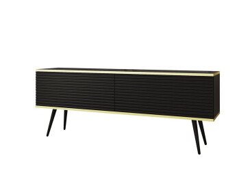 Тумба під ТВ Perfect Home Оро / Oro MDF з 2 дверками 135 см, чорний, чорні ніжки