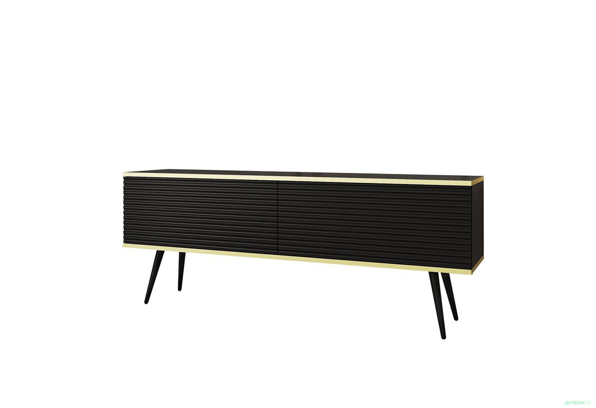 Зображення 1 - Тумба під ТВ Perfect Home Оро / Oro MDF з 2 дверками 135 см, чорний, чорні ніжки